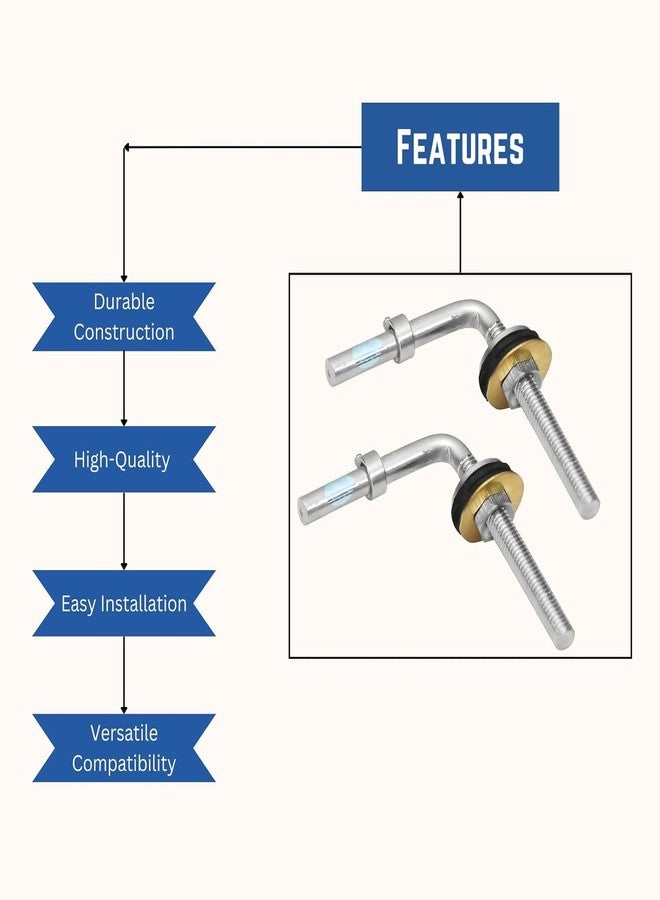 MASTER BATH مفصلات غطاء مقعد المرحاض من النوع L من ماستر باث، برغي مفصل مقعد المرحاض من الفولاذ المقاوم للصدأ من النوع L لإصلاح مقعد المرحاض الأوروبي، مجموعة براغي تثبيت - Image 5